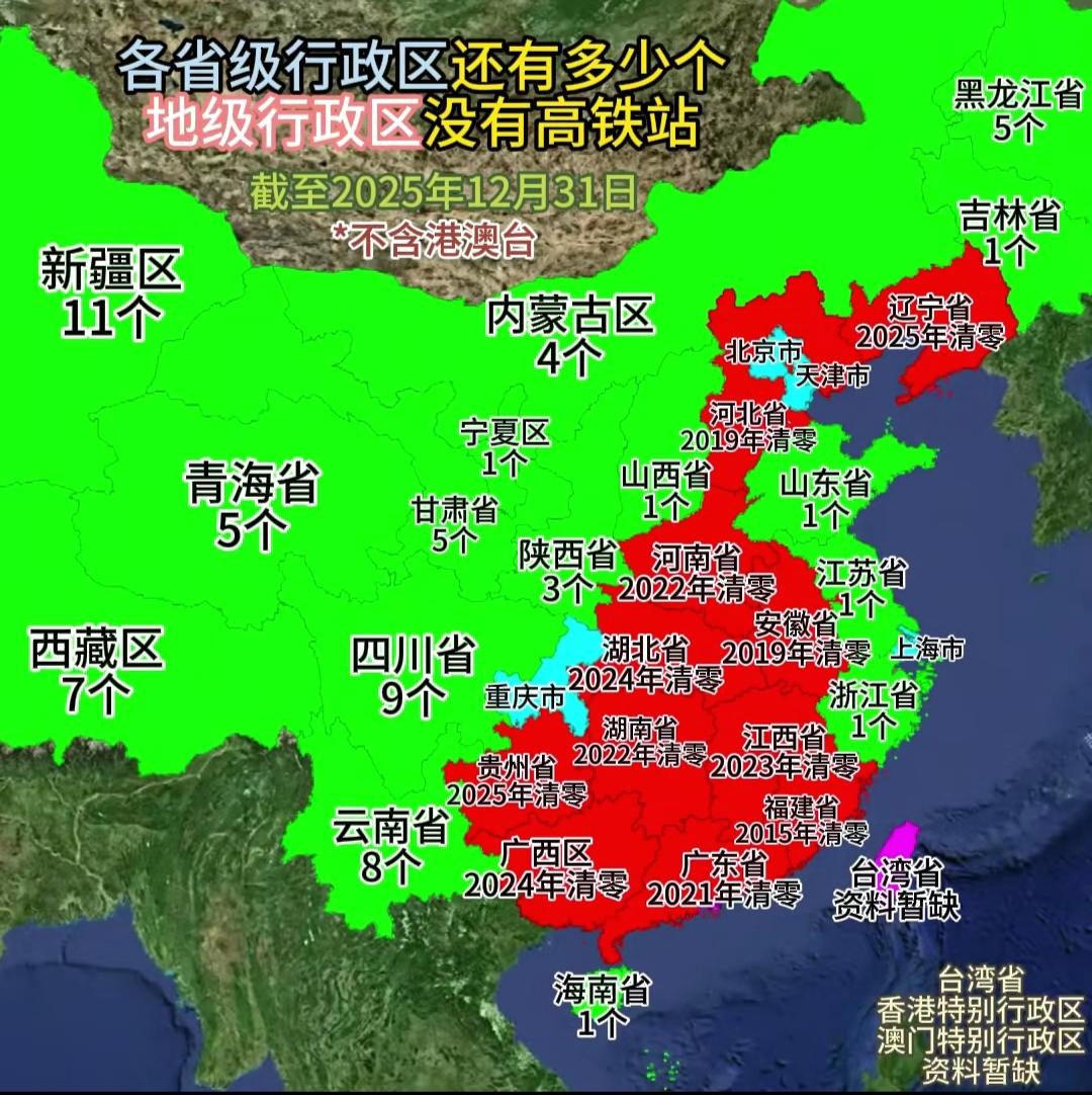 2025年前，哪些省级行政区没有高铁站？