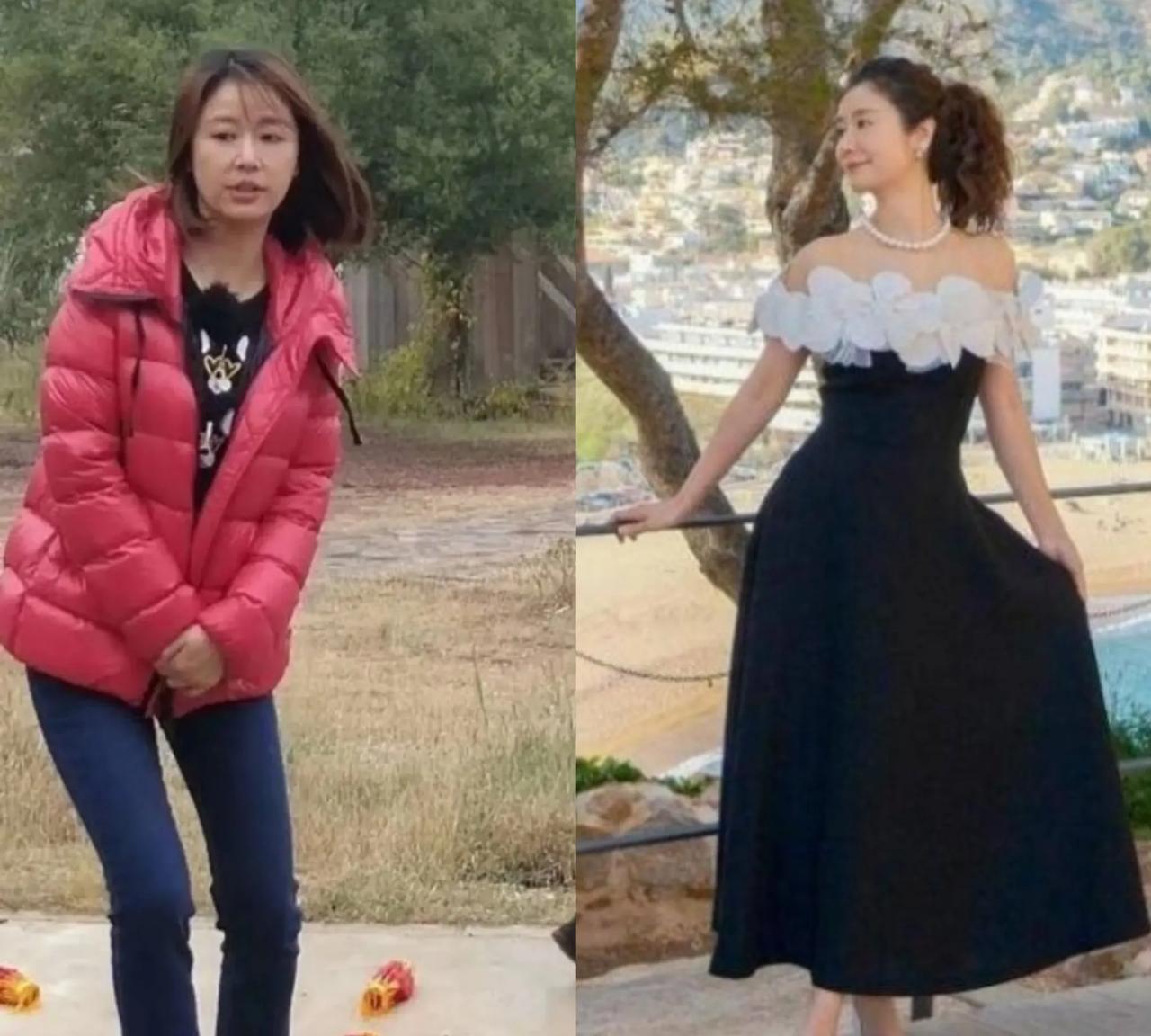 看图一的对比照，确实都是台湾著名女星林心如，不得不说，人要上镜好看，是离不开妆容