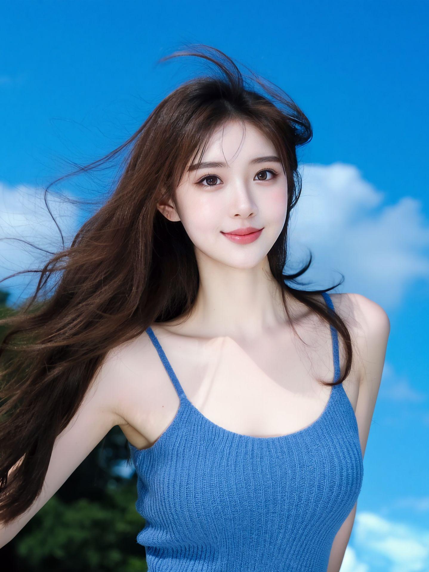 AI蓝天清新照  原来ai写真可以这么美  谁拍谁好看 美出高级感