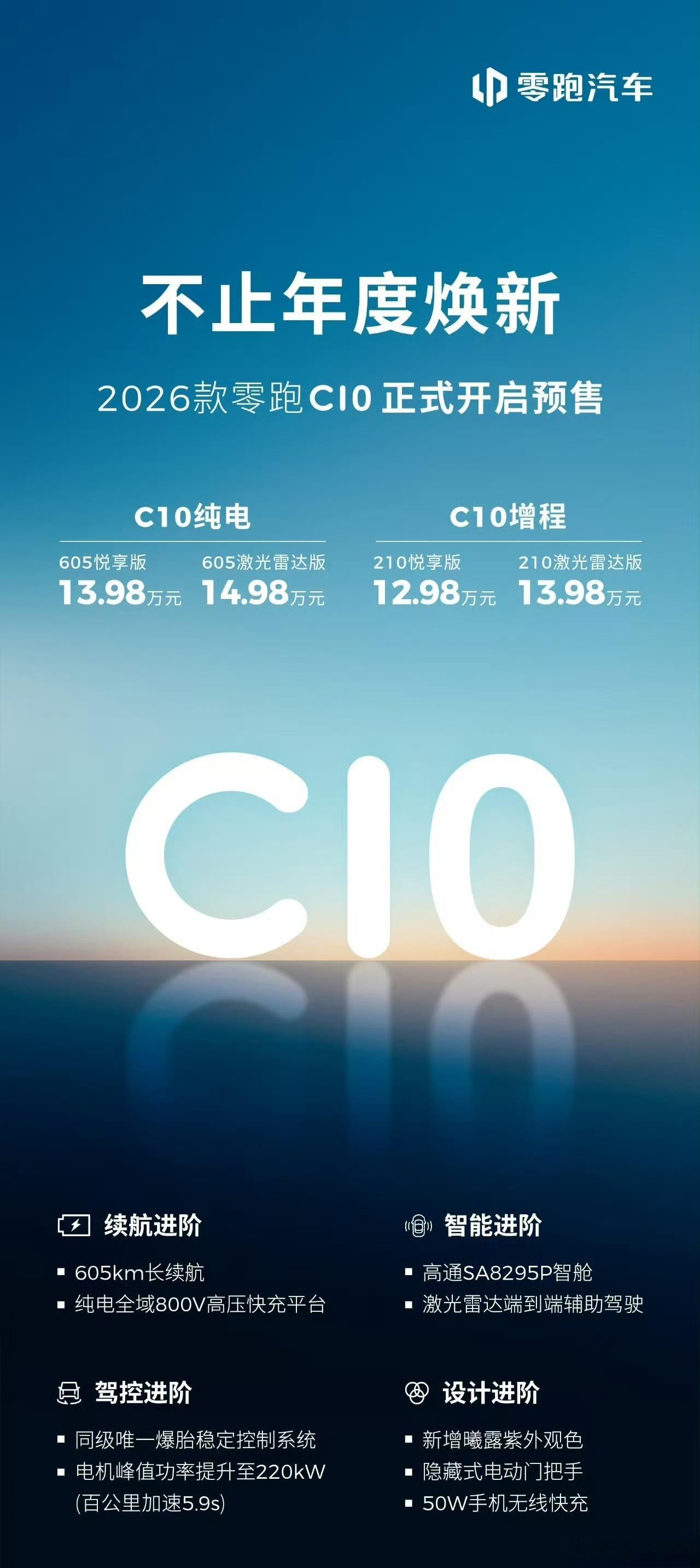 2026款零跑C10开启预售了🙌新车在续航、智能配置、外观设计和开起来的手