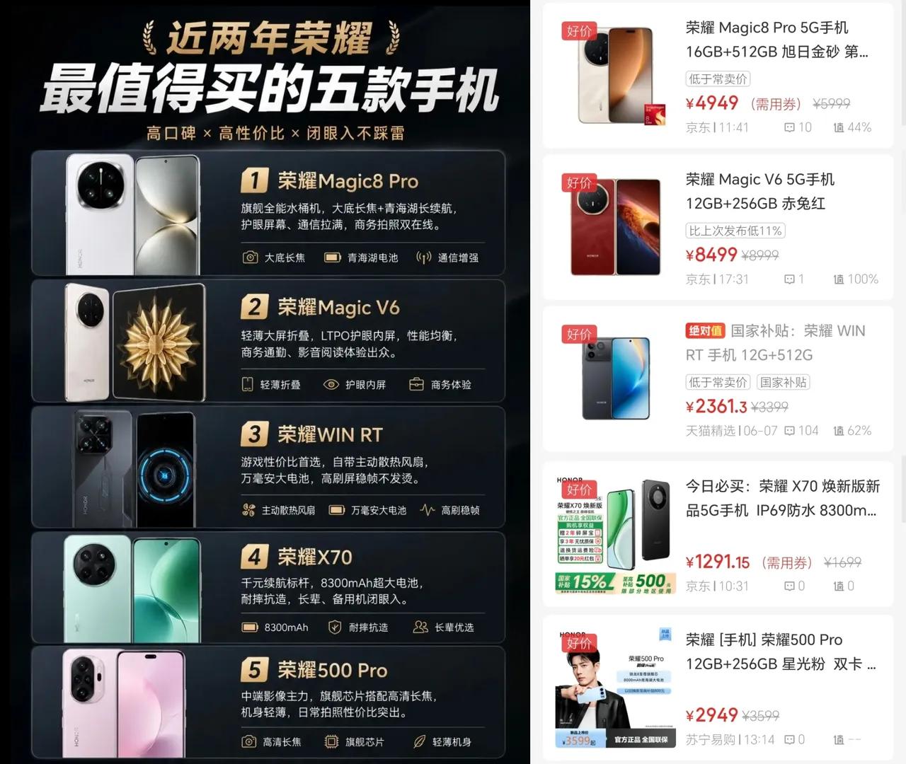 购机参考指南，荣耀全价位优选机型整理购机选机思路一定要理清，选不对很容易后