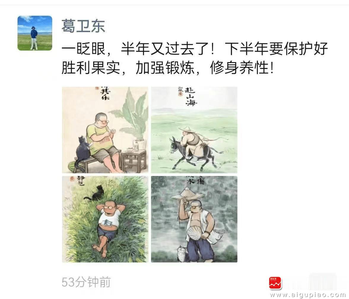 今日网传A股大佬葛卫东建议下半年保护好胜利果实，修身养性，加强锻炼！葛总今年