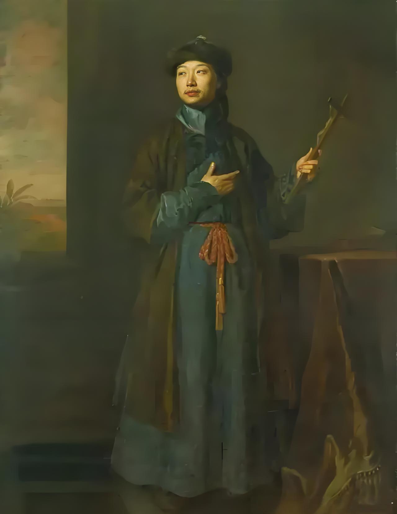 在英国国王詹姆斯二世的卧室里，挂着这幅中国人的画像，该画画于1685年，也就是康
