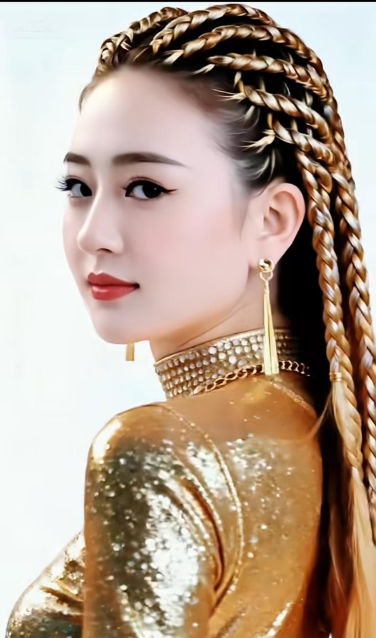 复古风潮，金发编辫，闪耀耳环，复古妆容，时尚穿搭分享一下你随手拍的照片复古红耳