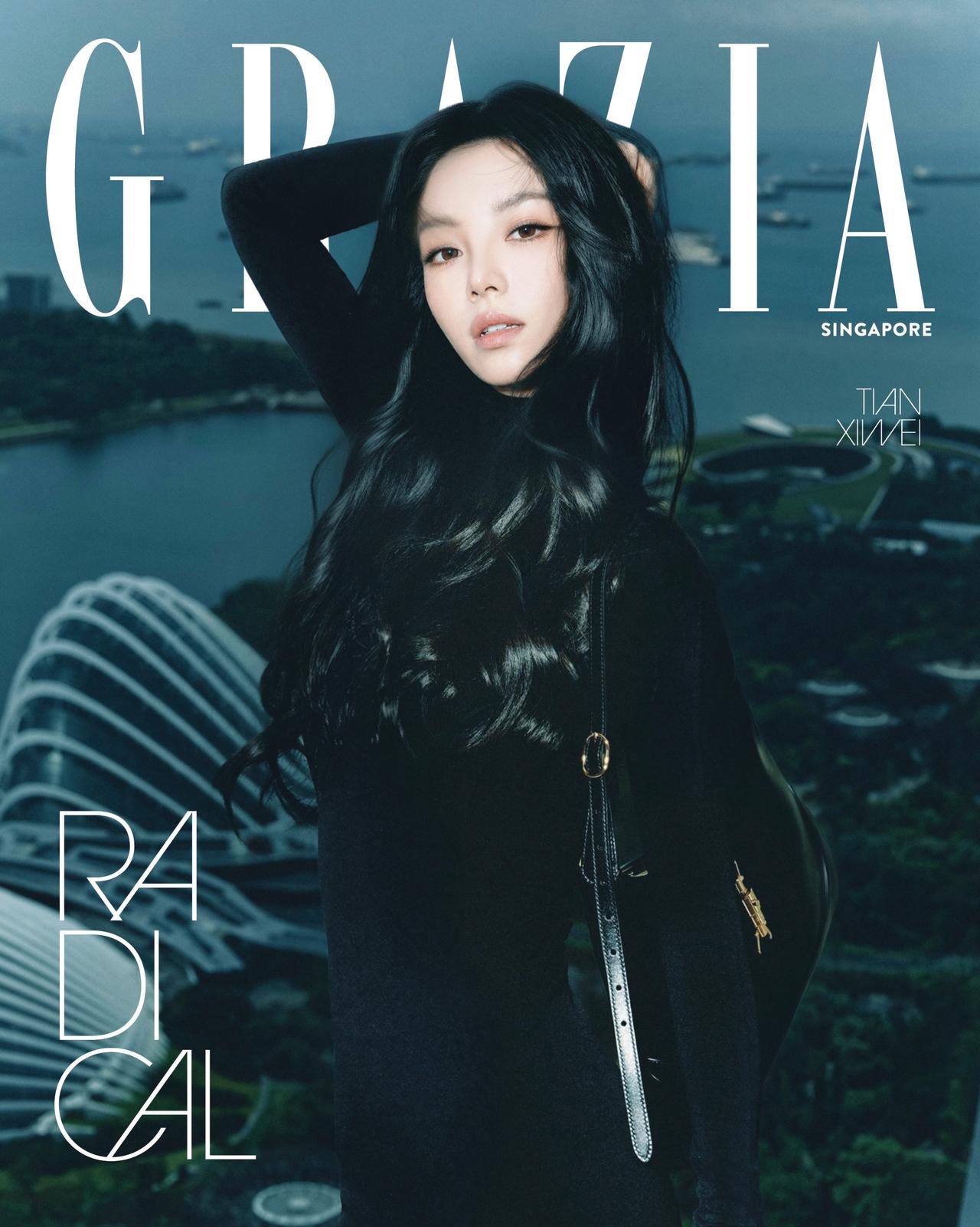 田曦薇新加坡时尚画报，御姐风的小田好美啊！