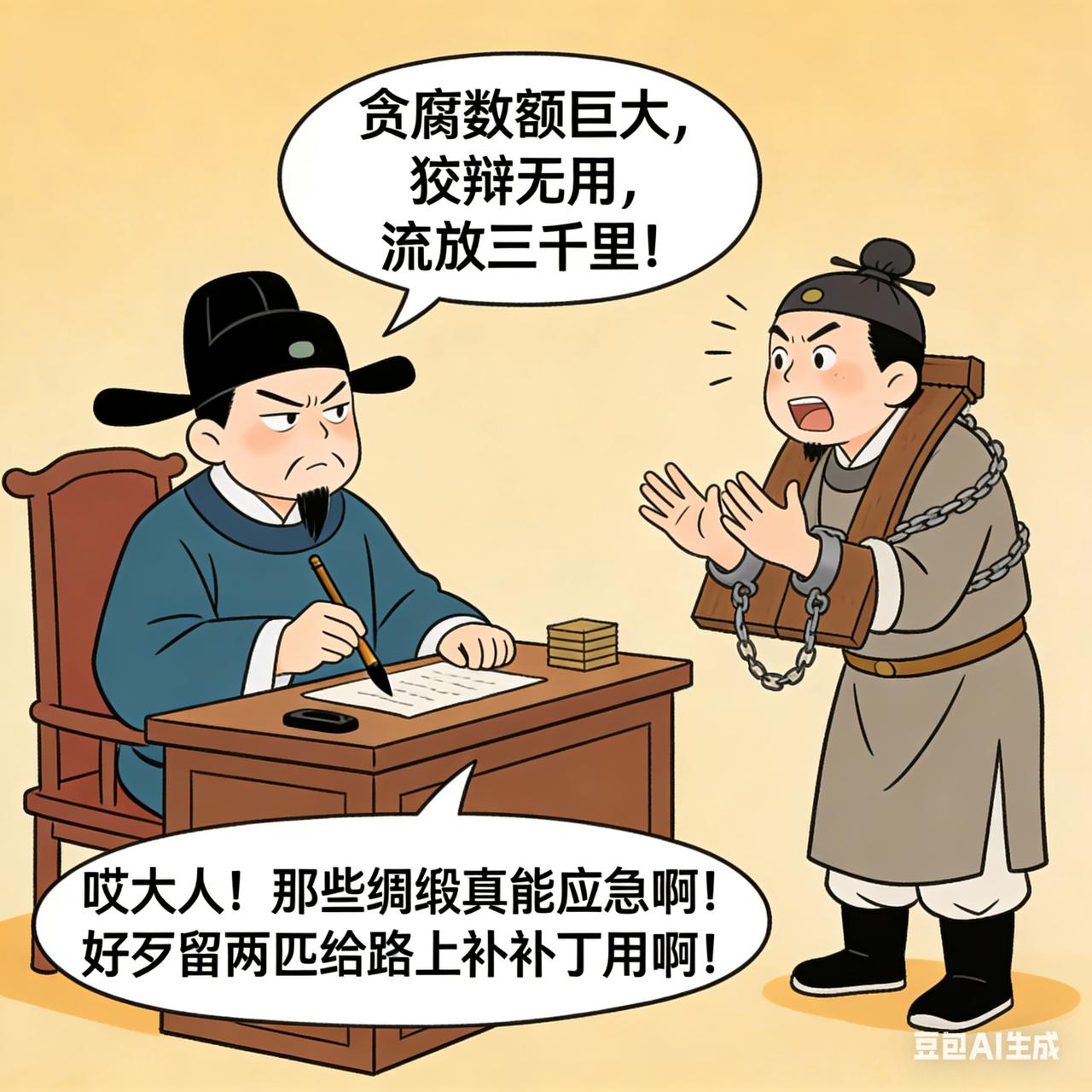 古代贪官搞笑段子贪官因贪腐被罢官抄家，大理寺卿审问：“你贪墨的银两，证据确凿