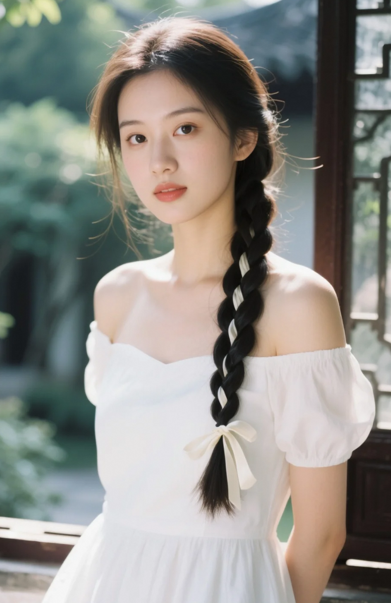 清新脱俗，她在古典园林中独自美丽