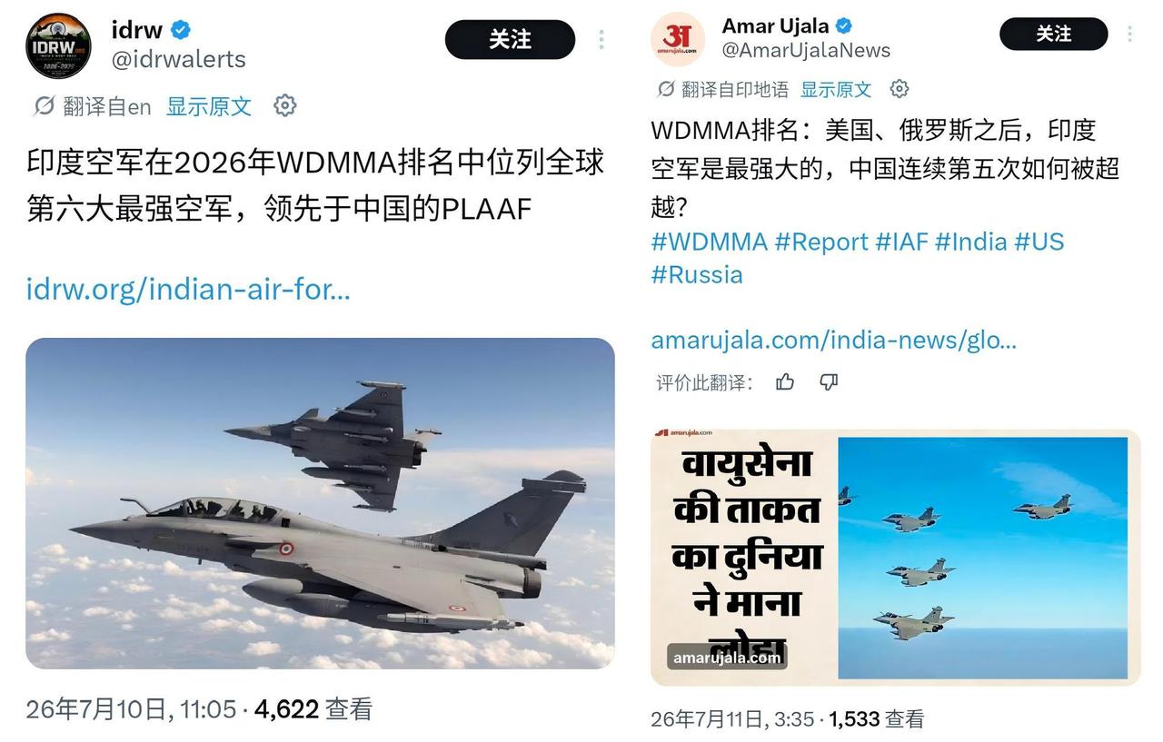 这份号称美国媒体评出的2026全球空军实力排名，从根上就是一场掺足了水分的舆论闹