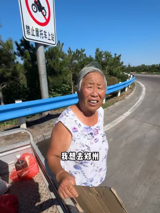 河南，一位老奶奶路边拦车，想把家里的一些特产托运给孙子，终于有位好心的男子答应帮