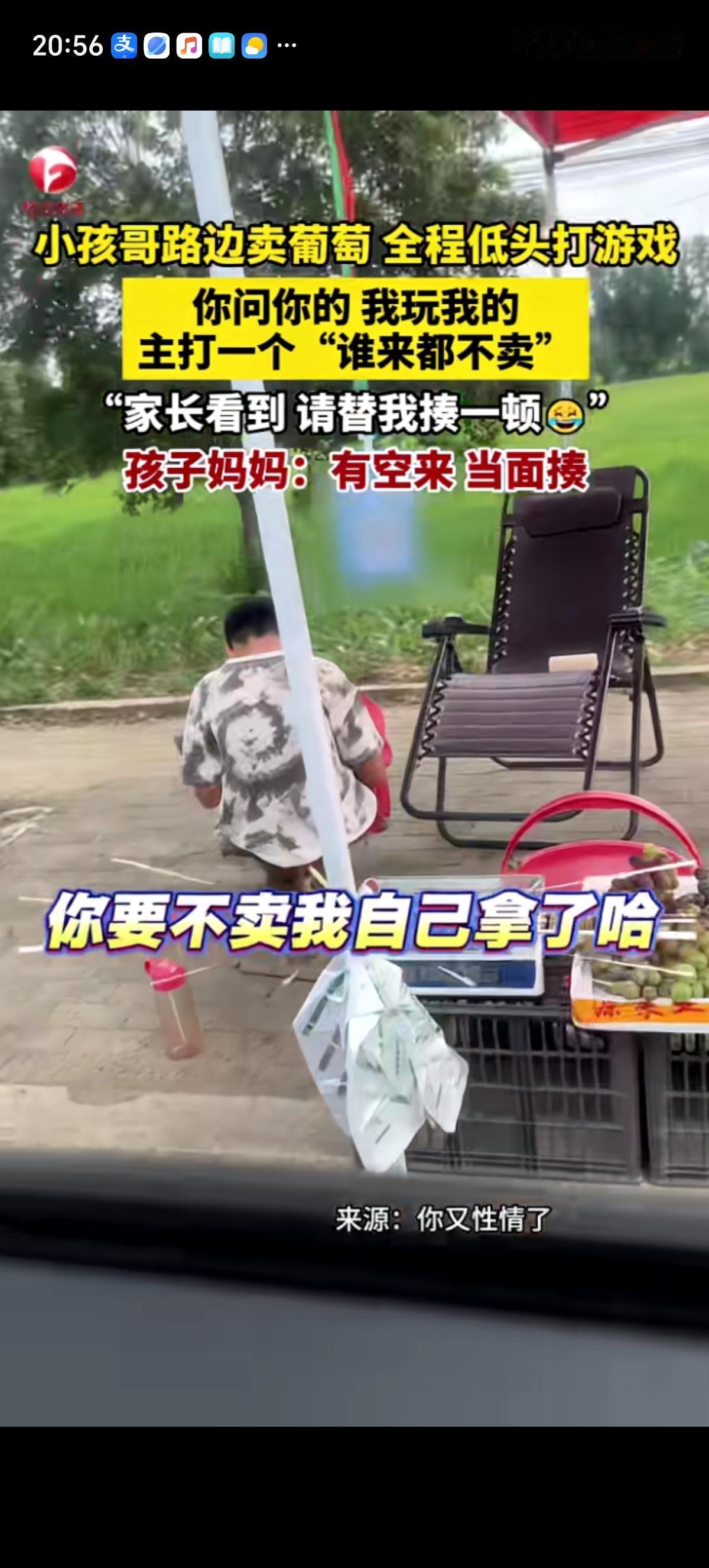 司机看见路边的葡萄就想买，看葡萄摊的少年却只顾着打游戏，任由司机嗓子说冒烟了也不