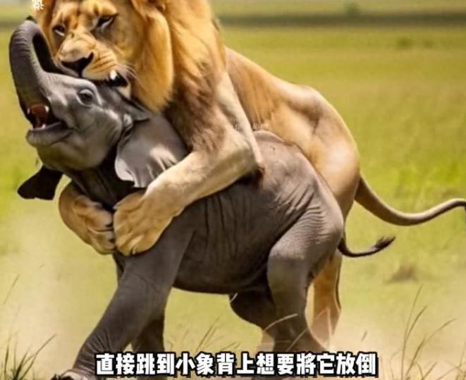 雄狮被大象用鼻子抽打！直接躺在地上睡觉，实在太惨了[无奈吐舌]在非洲草原上狮子与