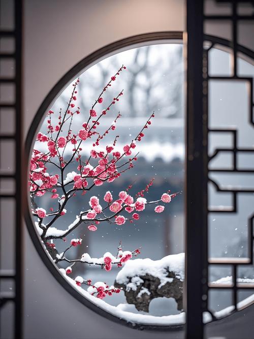 寒霜轻覆晓窗纱，旭日初升映万家。檐下冰凌含玉韵，枝头雪絮舞银花。炉边暖意