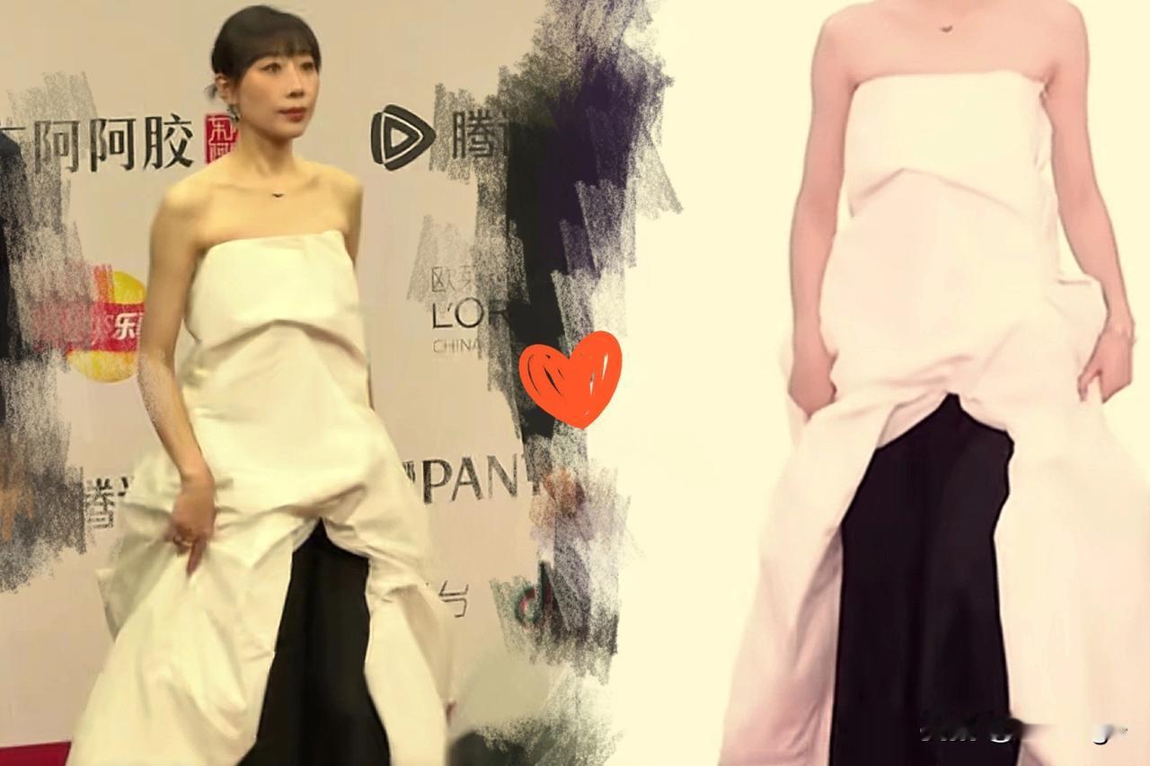 我承认，任素汐起身领奖那瞬间，我心里直犯嘀咕：这礼服裙摆也撩太高了吧，也太