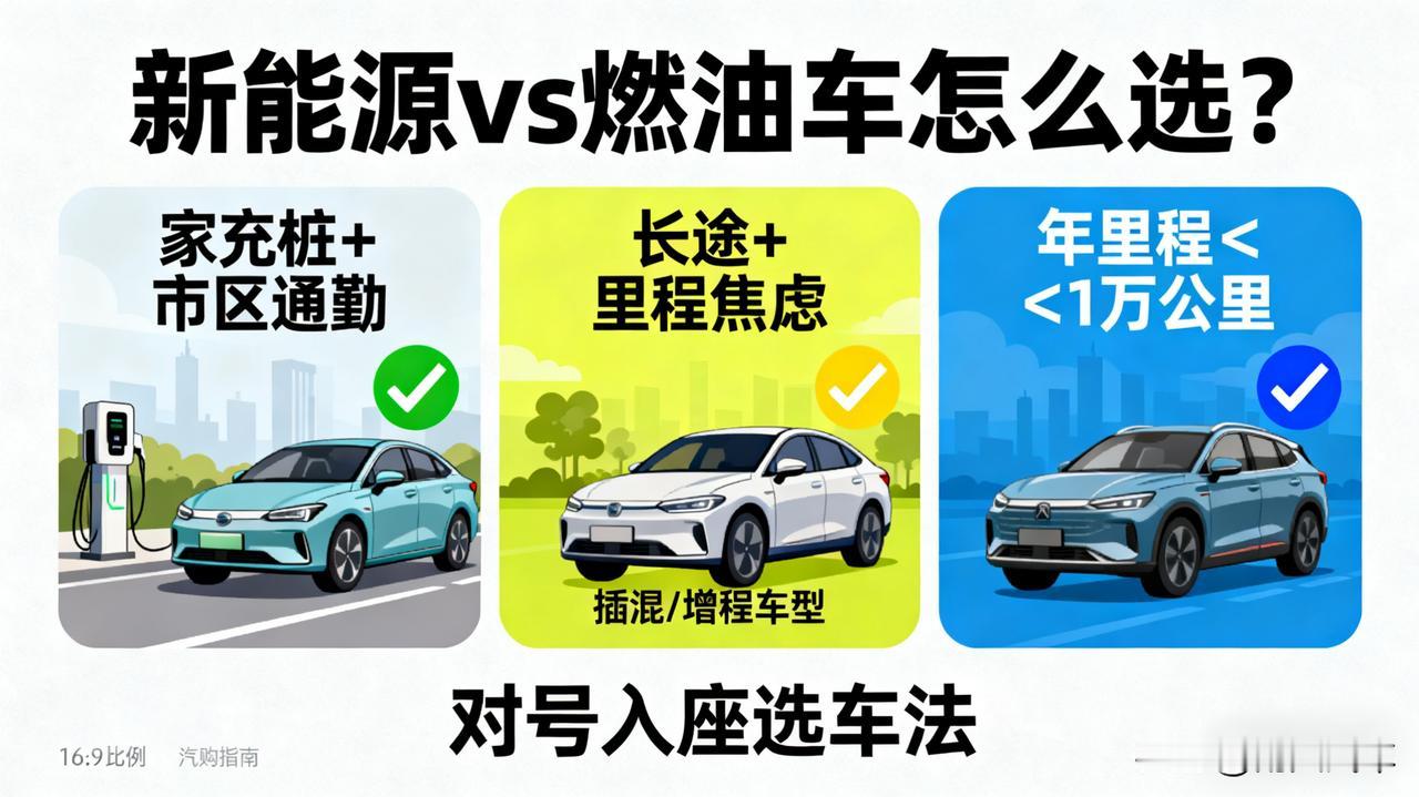 买新能源还是燃油车?别纠结,看完这3点就明白。1.有家充桩,市区通勤多,闭