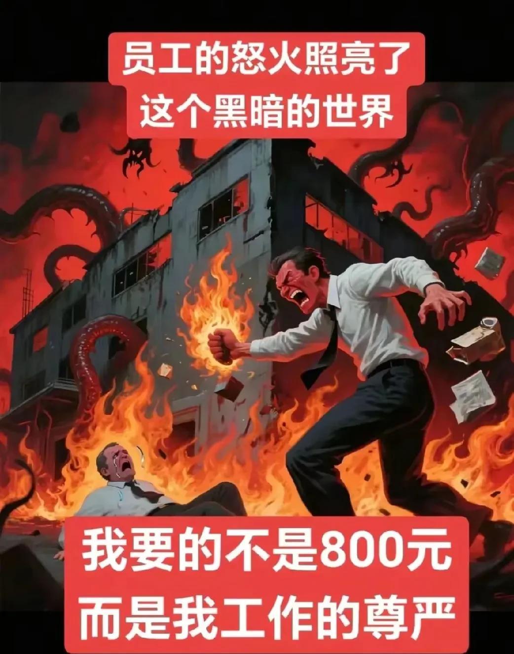 这幅画表达了员工的绝望和愤怒！四川宜宾一位年轻的公司员工因为没有拿到自己的80