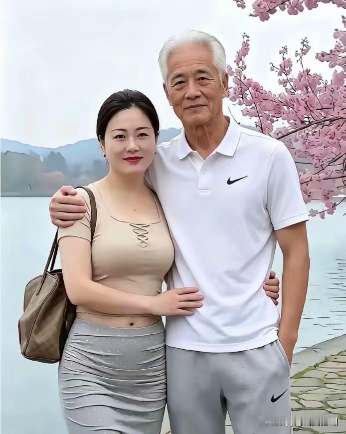 站在云龙湖边拍照的这两个人，看起来男的有六十多岁，虽然满头白发，但面目显得慈祥，