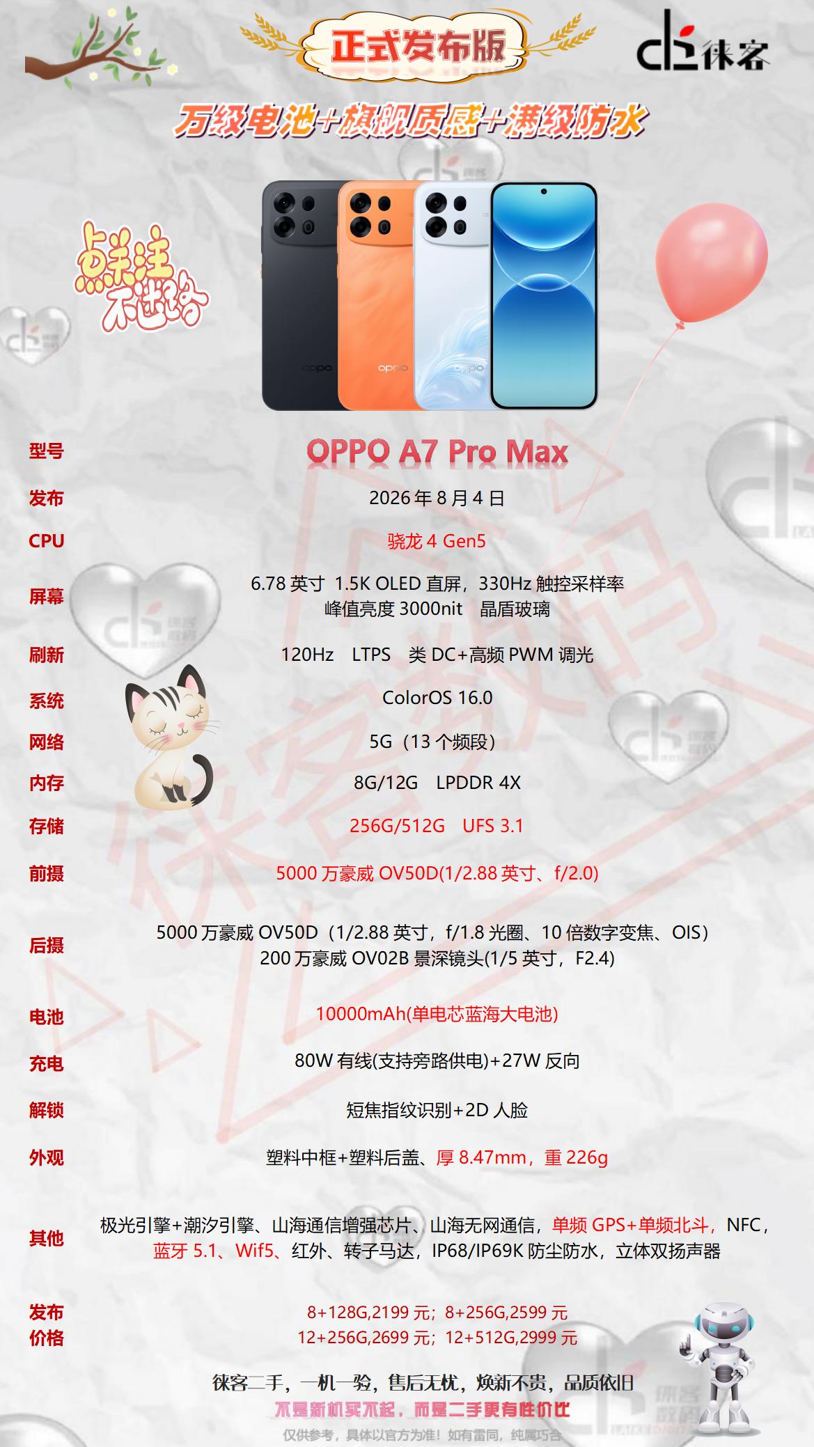 一图看懂oppoA17promax配置参数oppooppoa17promax