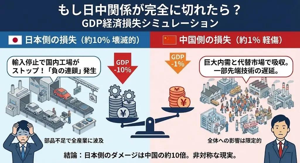 如果中日贸易完全断绝，会是怎么样一个情况？日本人帮我们算出来了。日本会损失G