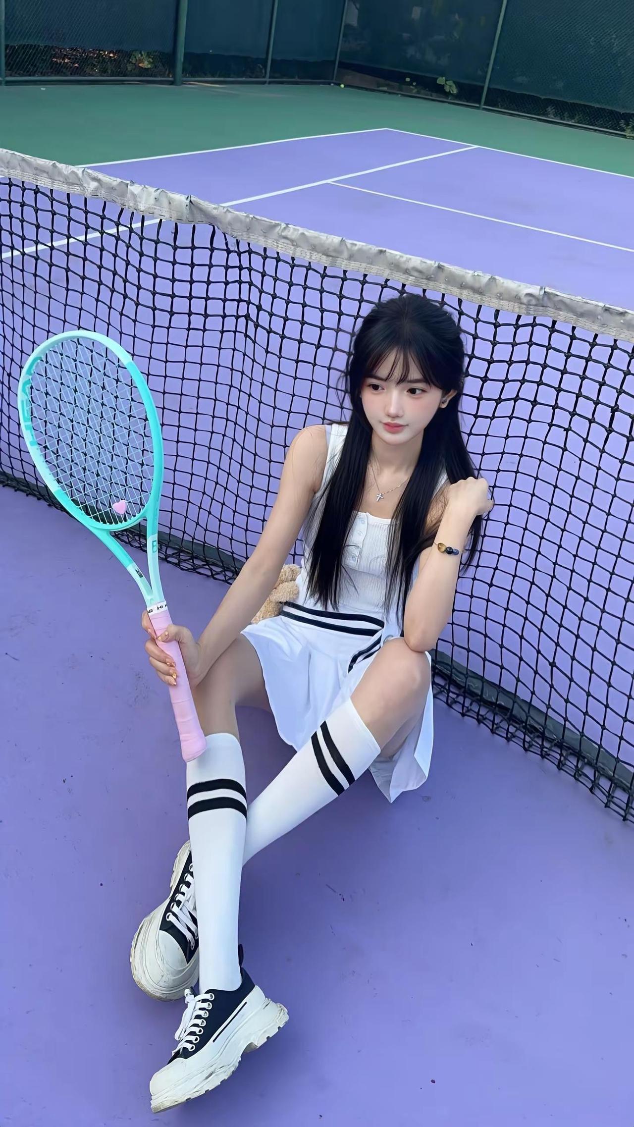 网球打网球的女孩子运动穿搭运动女孩芋头潘潘