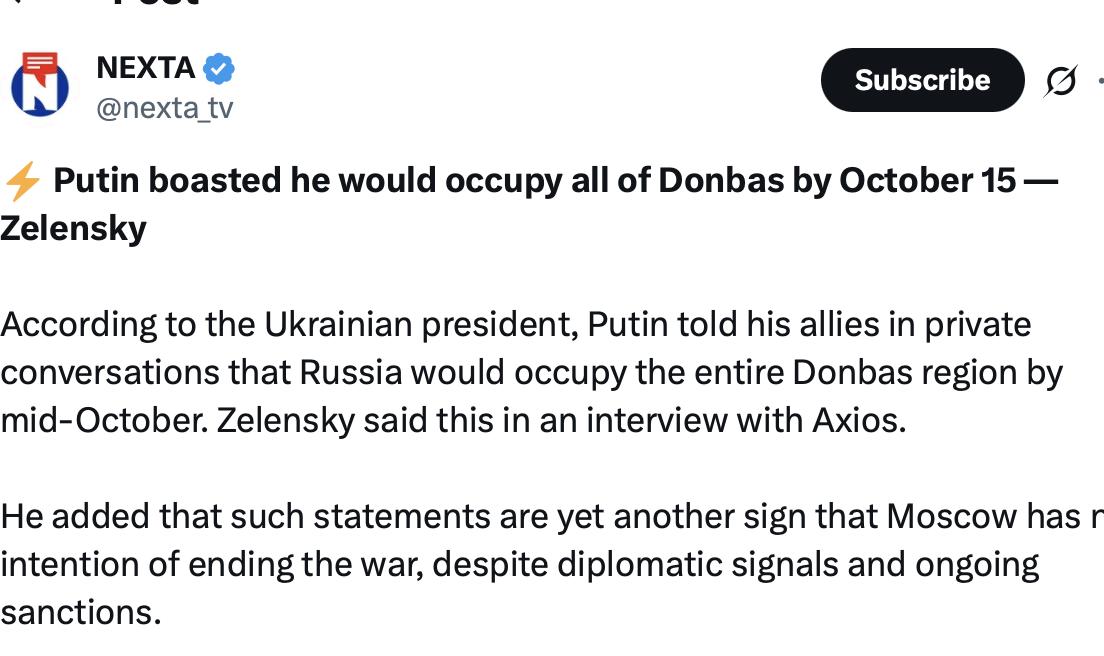 【真的假的？泽连斯基披露：普京曾计划在10月中旬之前拿下整个顿巴斯】根据白俄