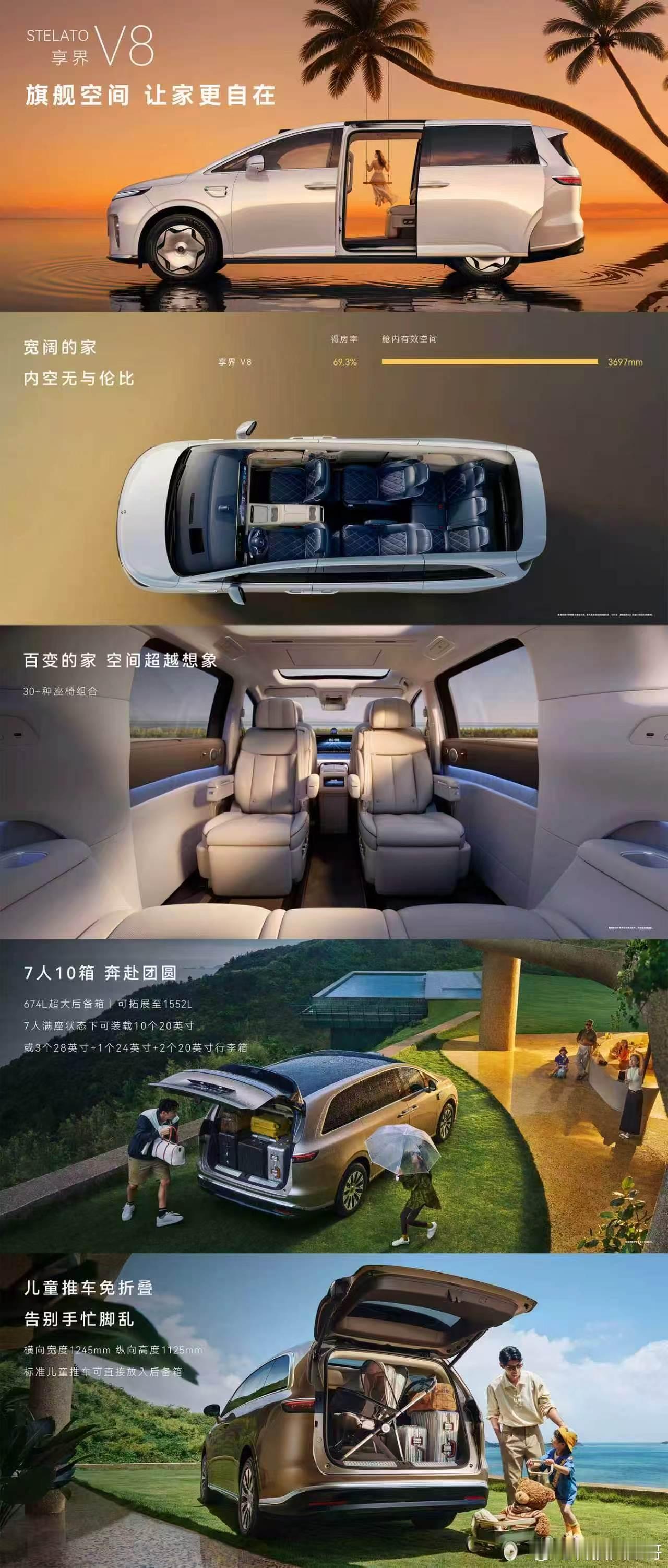 #享界V8价格#享界V8刚开预售，32.98万起，本质是“鸿蒙系家庭旗舰MPV”：5米33大车身、3