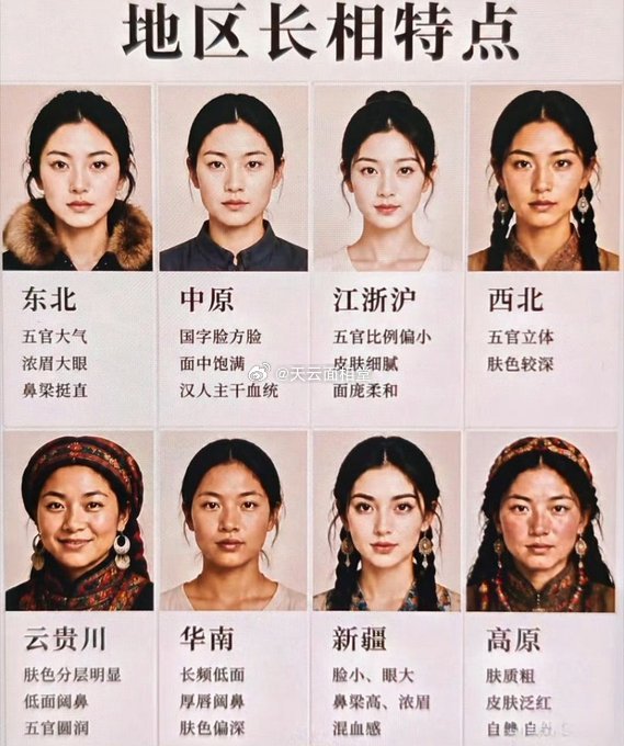 面相中国——各地区长相特点