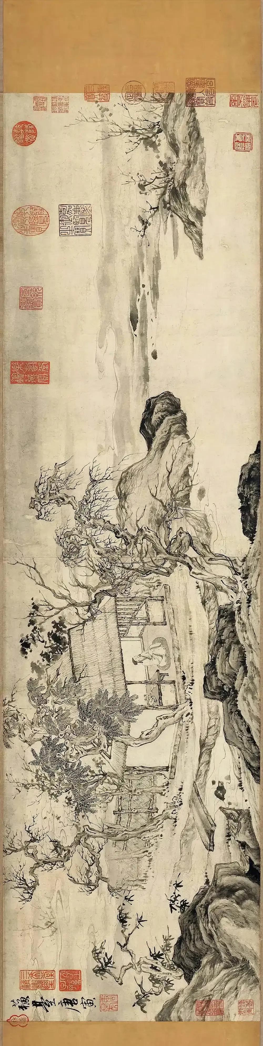 明·仇英《赤壁图》欣赏​明唐寅《悟阳子养性图》欣赏谢稚柳《春江渔父图