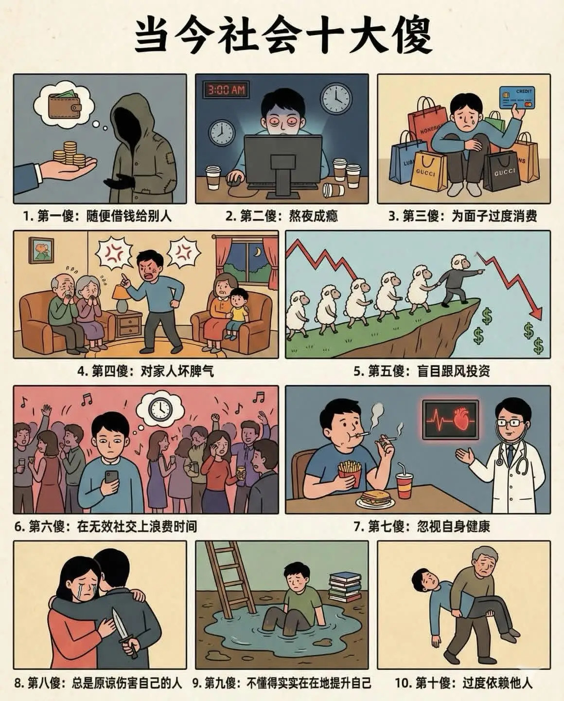 当今社会10大犯傻，很少有人能低于5个吧…