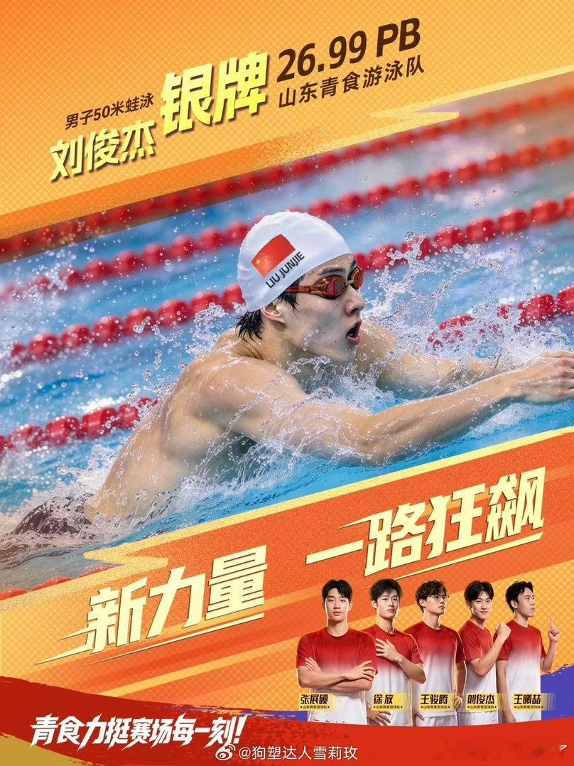 还得是山东同样是蛙泳就知道给刘俊杰选个帅照对比后面这个​