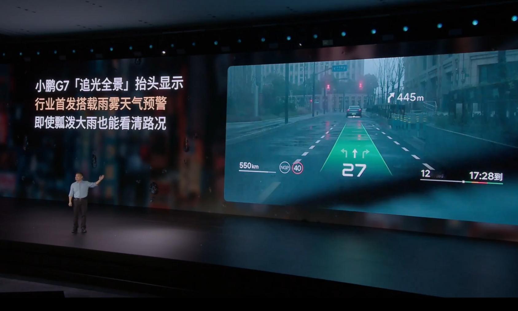 现阶段基本雨水大一点点，智驾就无法开启了，演示画面的车道线是AI画出来的，看