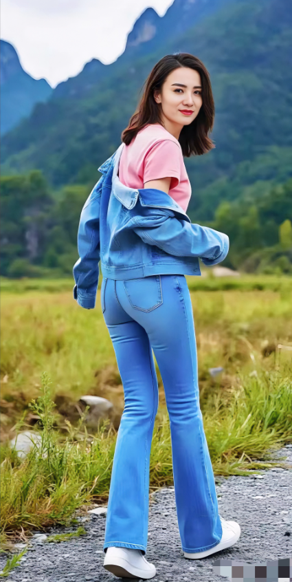 宋佳，173cm，田间拍大片，好美，就是这牛仔裤有点瘦，你们看看是不是呢？