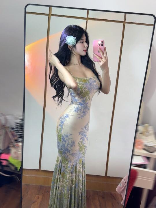 170/118绝美青花瓷鱼尾裙‼️超显身材腰臀比～