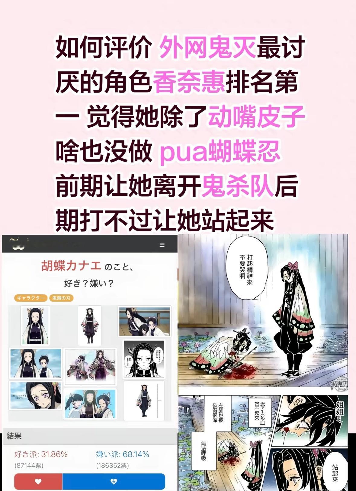 讨厌的角色里蝶屋姐妹都在前面～就这样恶意满满其实都是找虚假的理由在讨厌～到底为啥