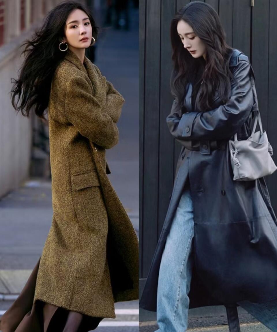 杨幂三里屯逛街被路人抓拍，米白盘扣上衣配灰褶裙，渔夫帽一压，一个人慢悠悠往餐厅走