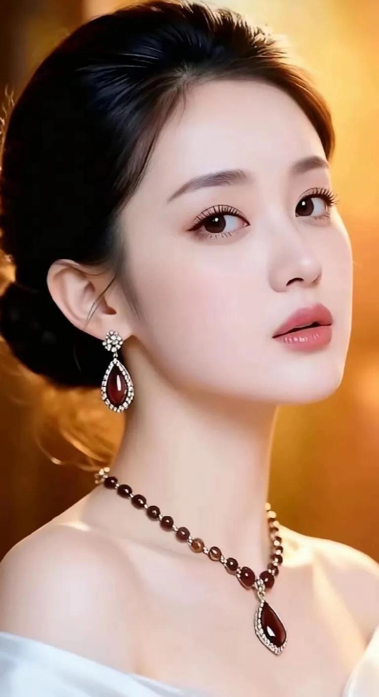 玉颜如花，珠光璀璨。