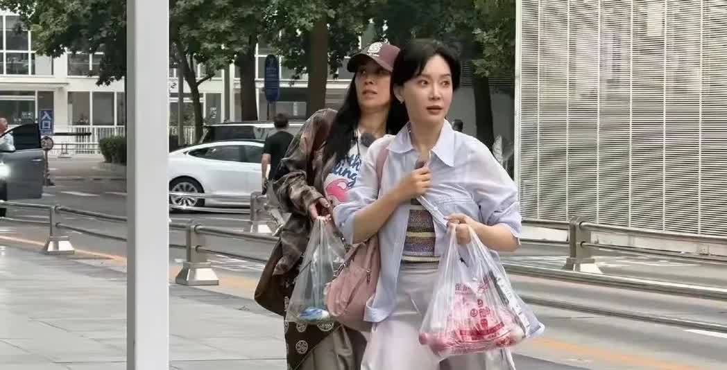 陈数那英街头偶遇反差拉满，那英似大妈，陈数优雅气质出众陈数和那英街头偶遇，这