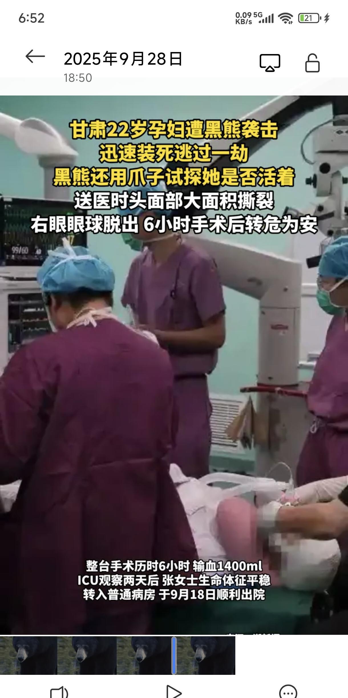 “九死一生！”9月7日，甘肃一个22岁孕妇放牧时，竟被黑熊从背后偷袭，黑熊扑上去