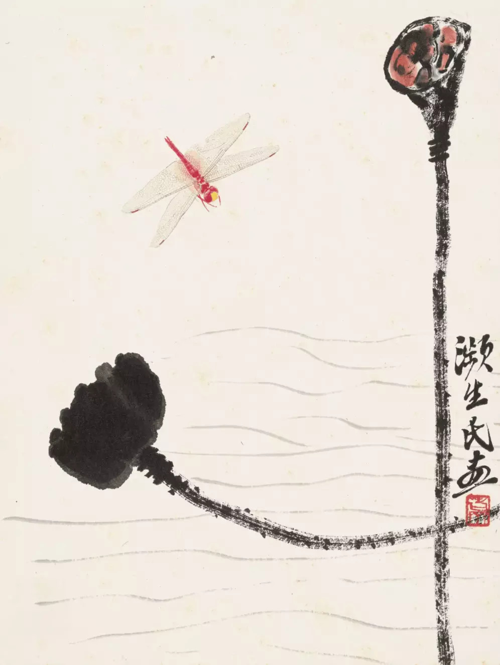 齐白石佳卉工虫册镜心设色纸。此册是齐白石“草虫画”的极佳作品，八开，前后约