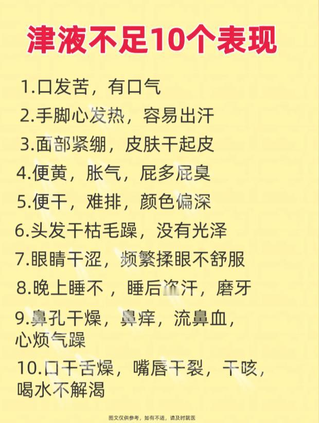 津液不足，身体会发出这10个信号，别忽视了