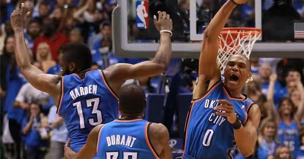 雷霆老三少现状1:杜兰特追求总冠军2:威少追求上场就行3:哈登追求赢