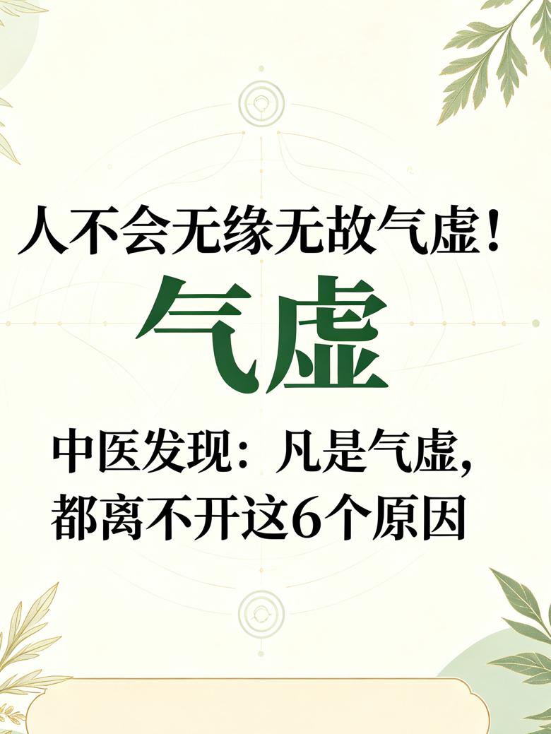 人不会无缘无故气虚！中医发现：凡是气虚，都离不开这6个原因气是构成人体的最基