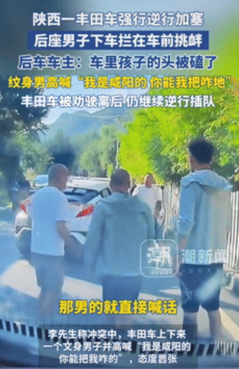 真丢人！陕西西安，一男子自驾去景区游玩，可在排队进去时，遇到一辆车逆行加塞，对方