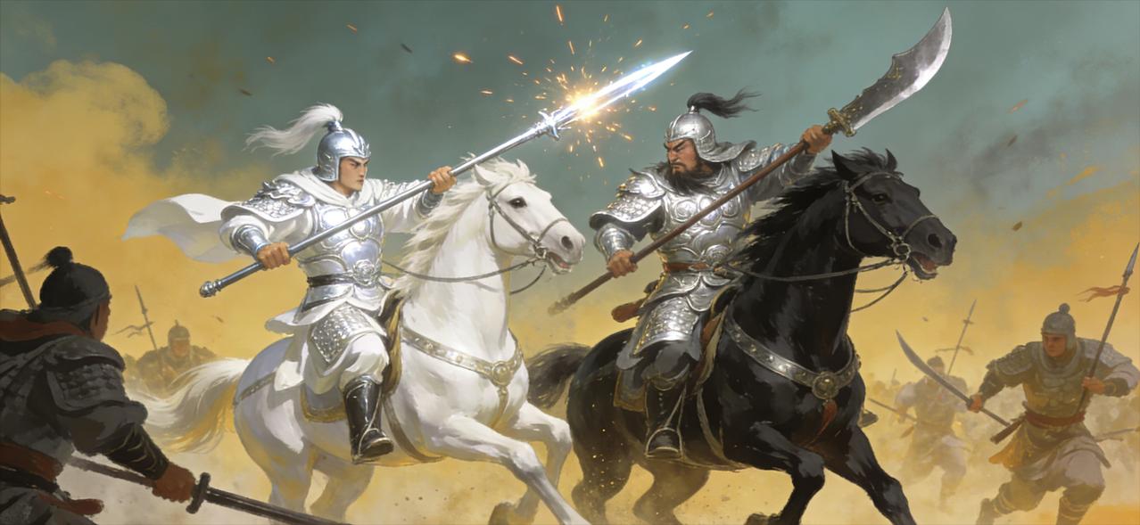 赵云学艺时，师父童渊对他说：“遇见颜良、文丑要小心，这两人武艺不在你之下。”赵云