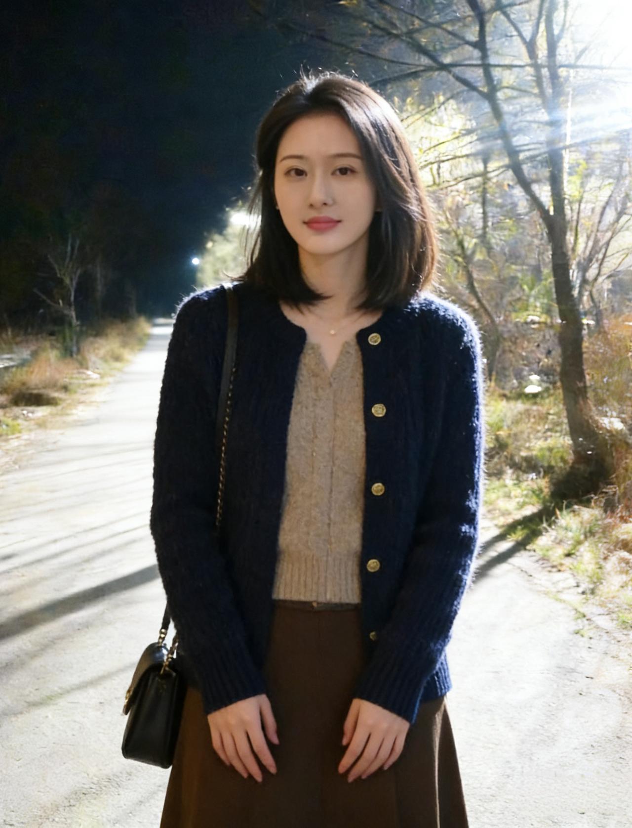 疏枝映月摇清影，细步寻幽立晚风。