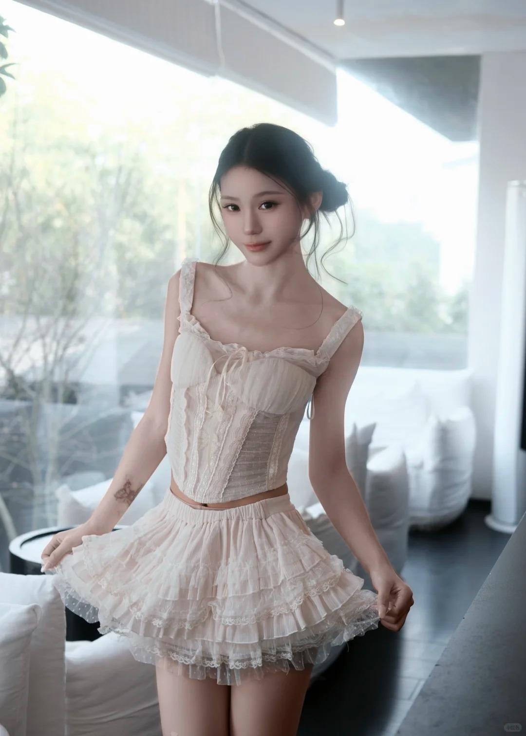 大家闺秀般知书达理的模特少女，风格是无界的苍劲美学，彻底跳出“清冷”“温雅”“