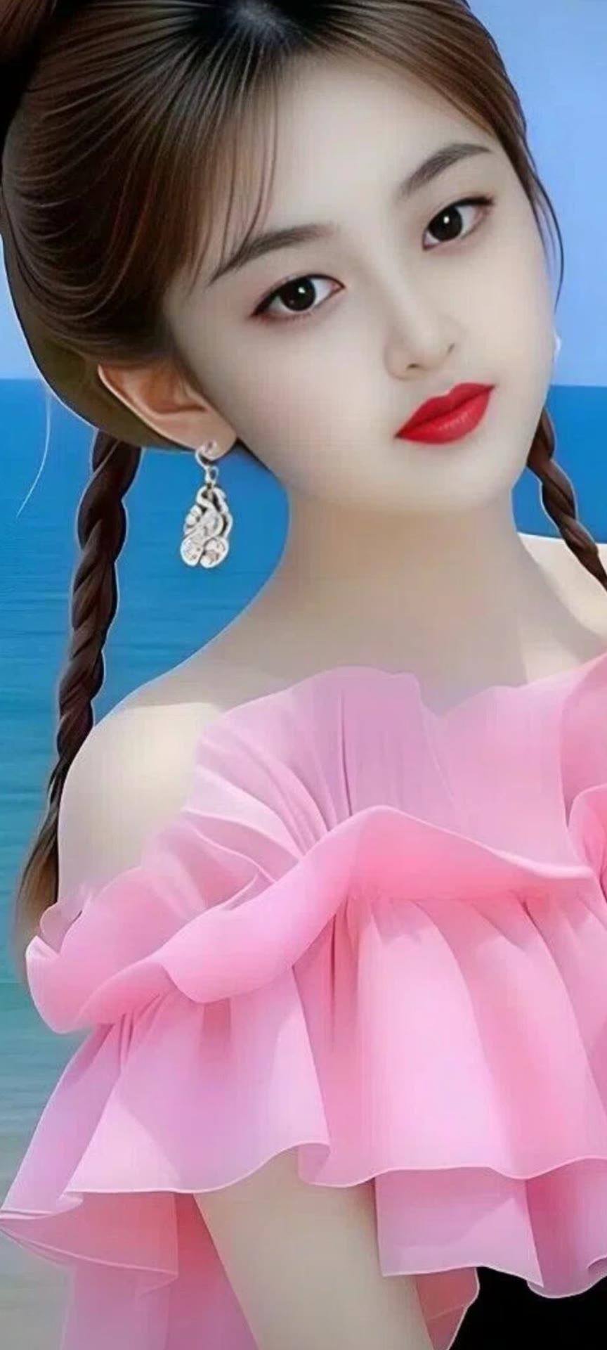 粉嫩少女心，海边轻奢风，优雅耳环点缀，甜美妆容，温柔迷人。