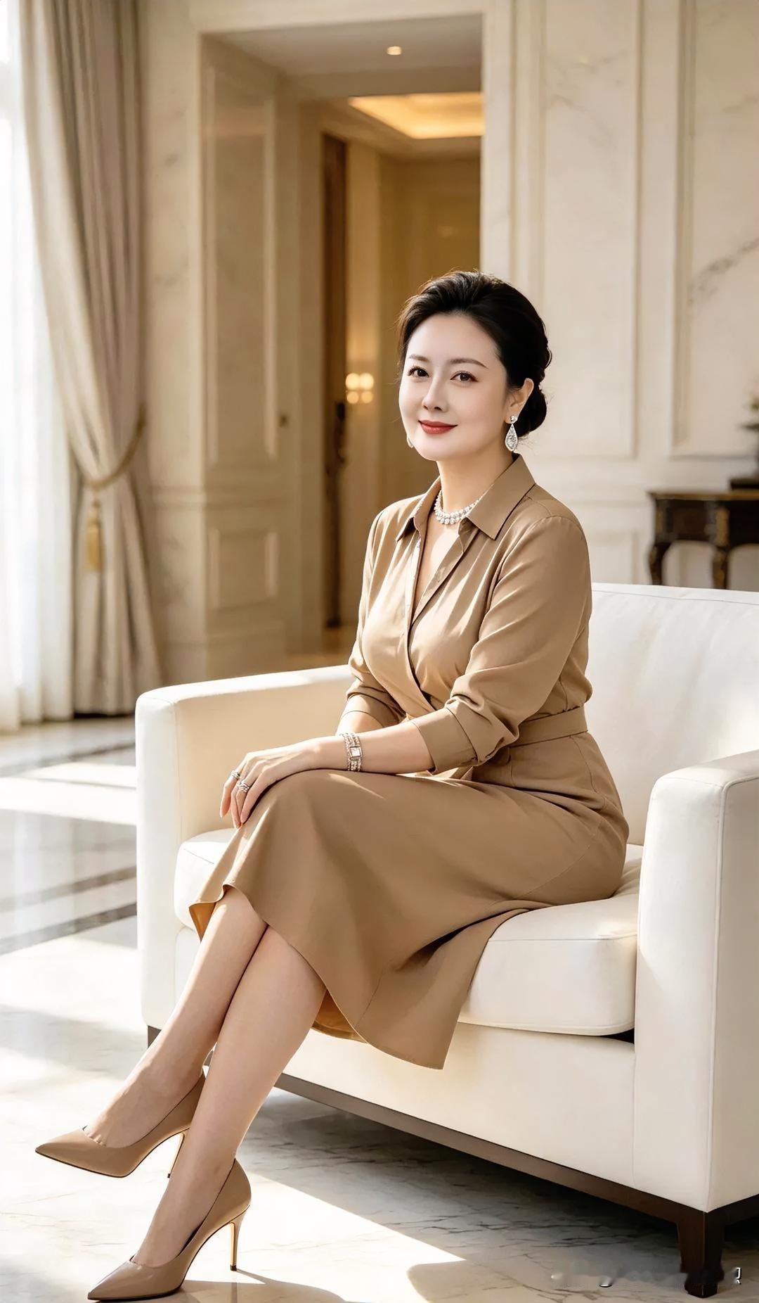 【现代散文诗】暖阳轻抚米色长廊，她端坐沙发，浅笑安然。一袭驼色衬出从容，珍珠