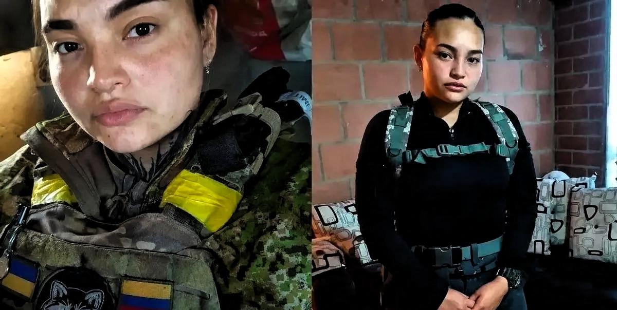 哥伦比亚女雇佣兵丹妮埃拉在扎波罗热被俄军俘虏时，身上还缠着战友们仓皇逃离时没来得