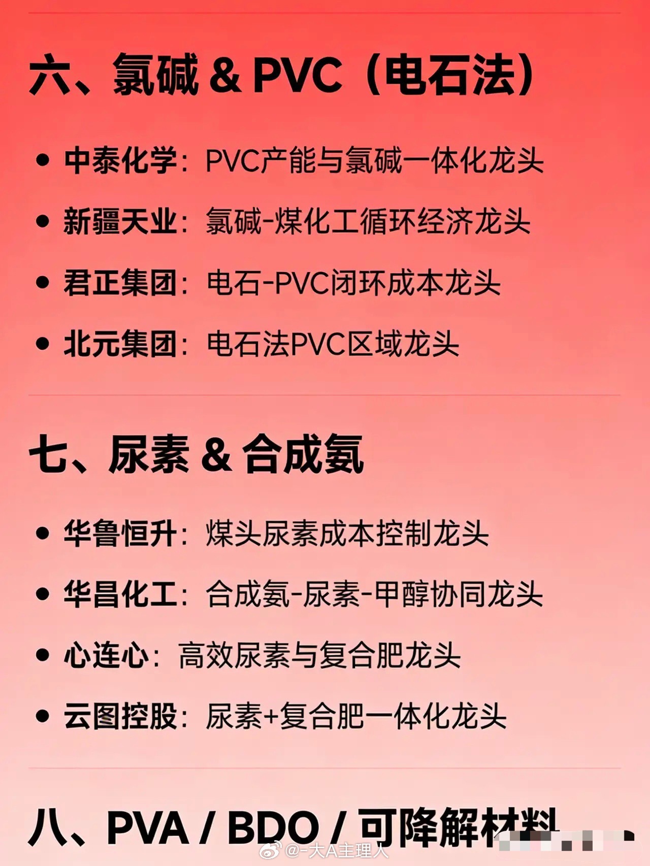 煤化工细分概念相关企业的龙头汇总一、综合煤化工龙头-中国神华：煤电化运一体