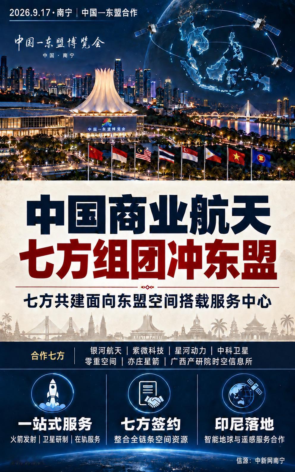 9月17日，中国—东盟商业航天与空间智能合作会议在南宁举行。银河航天、星河动